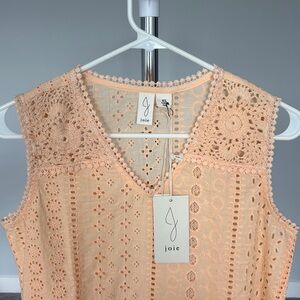 Joie Apricot Crochet Sleeveless Blouse
